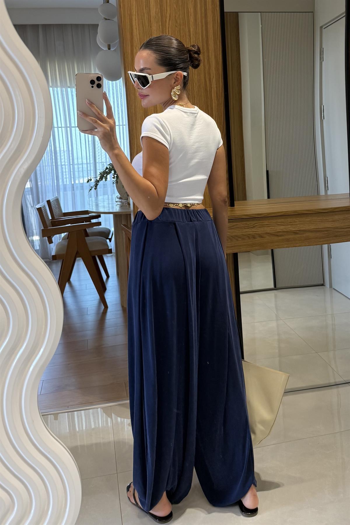 Miele Lacivert Şalvar Modal Pantolon