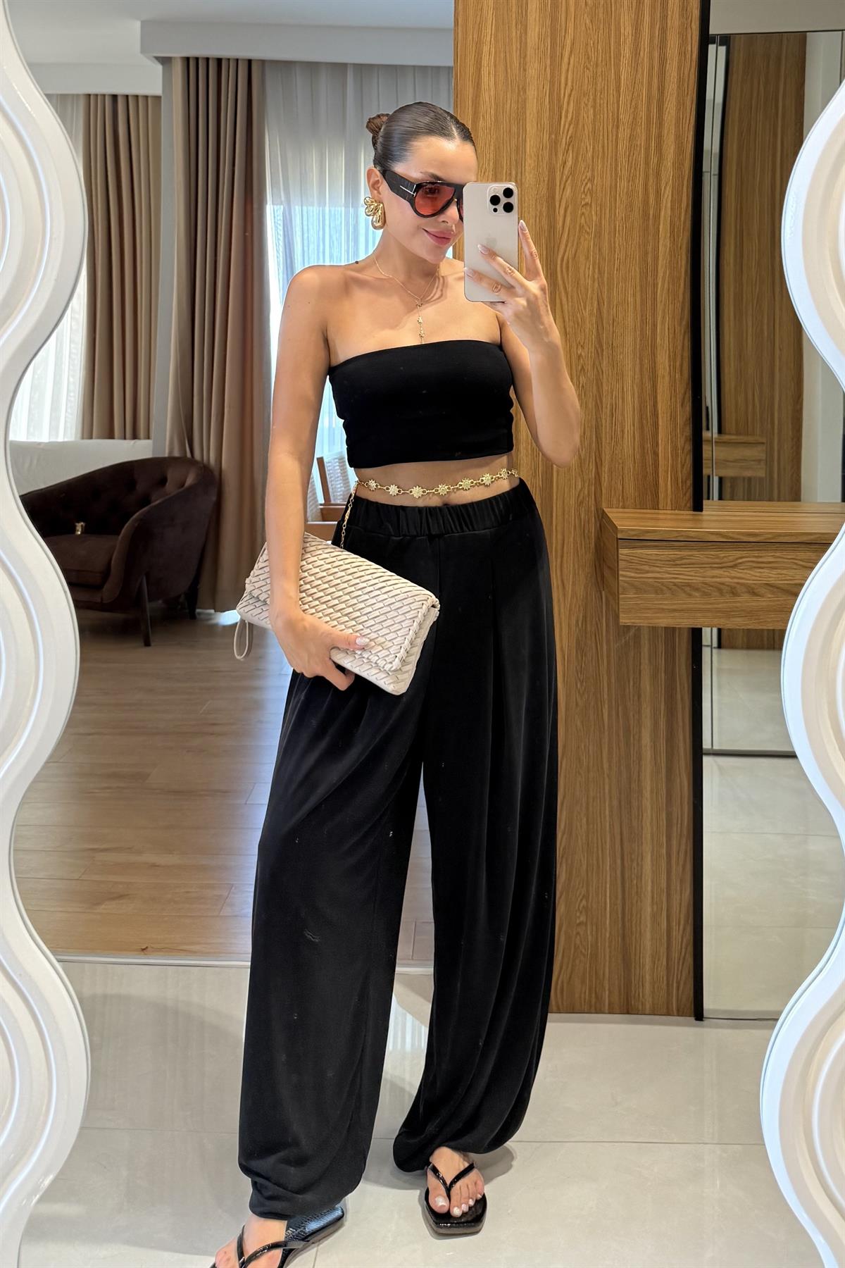 Miele Siyah Şalvar Modal Pantolon