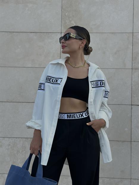 Mieux bel detaylı siyah palazzo 