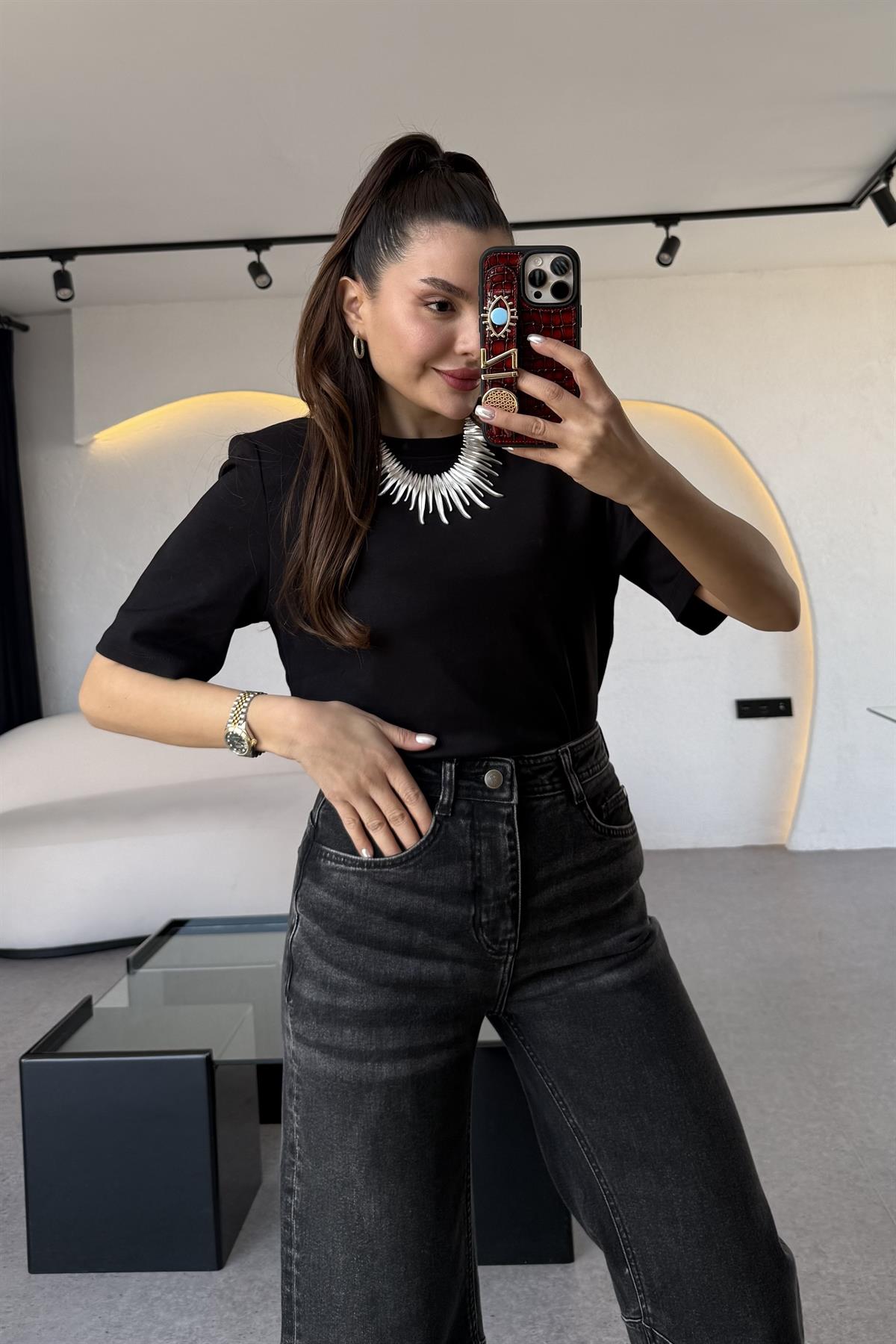 Mihail Pilcro Yıkama Siyah Jean