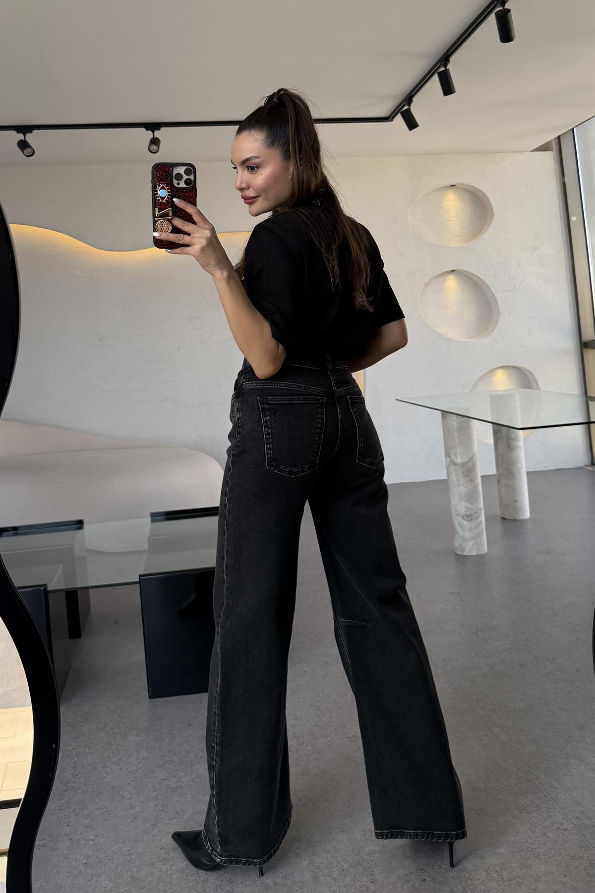 Mihail Pilcro Yıkama Siyah Jean