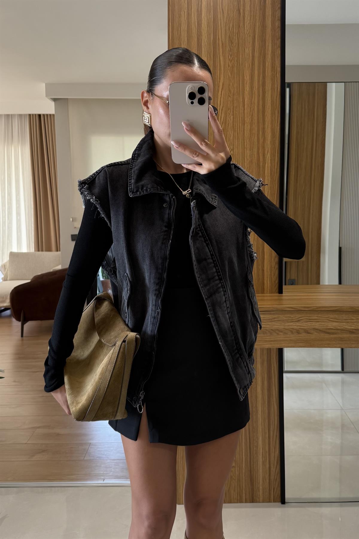 Milcy Siyah Uzun Kollu Düz Body