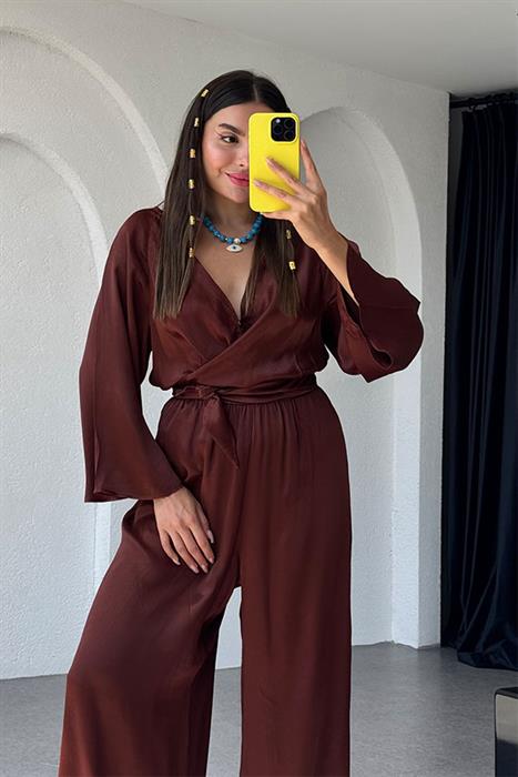 Milton Orijinal Acı Kahve Saten Tulum