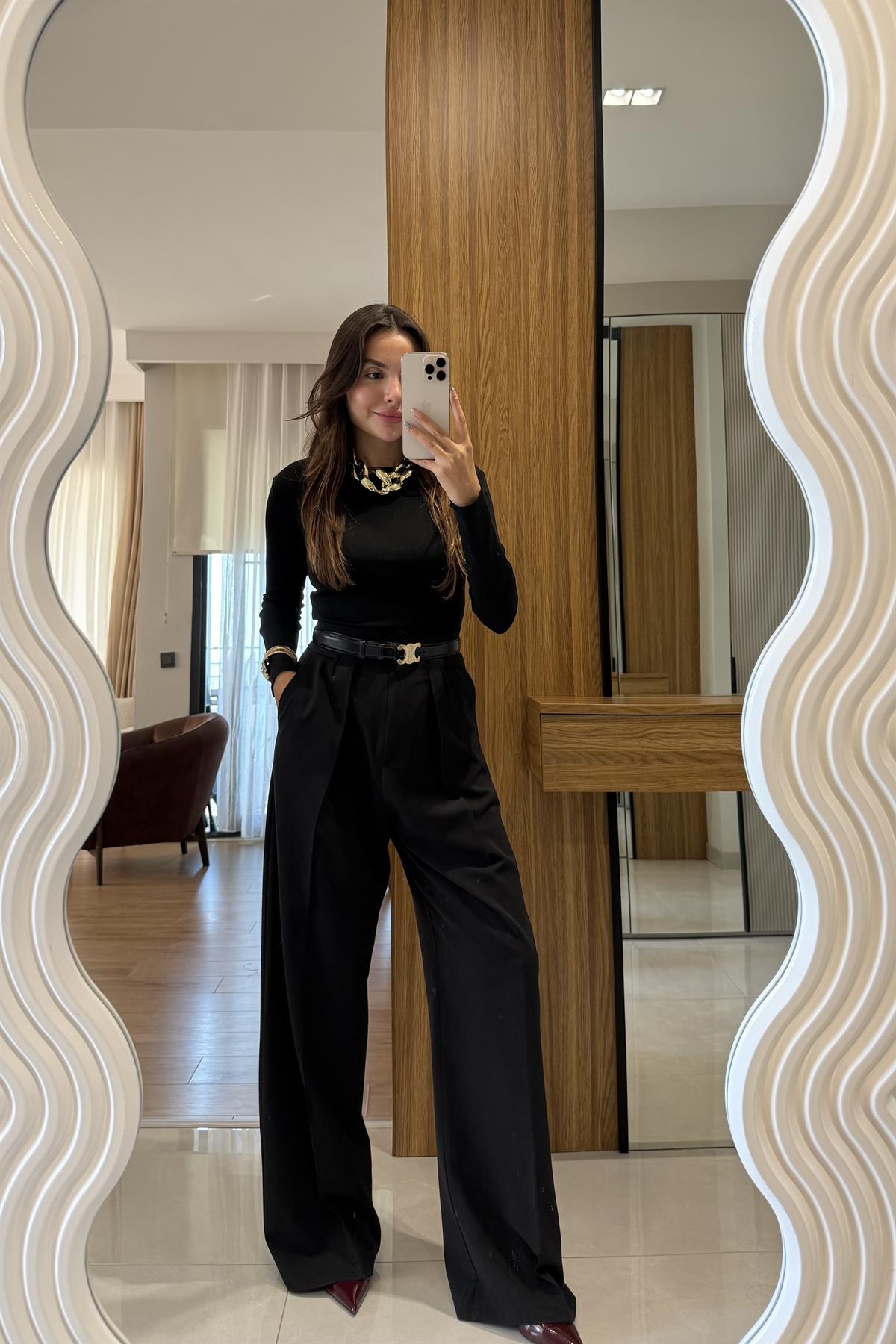 Minella Siyah Poliviskon Pantolon