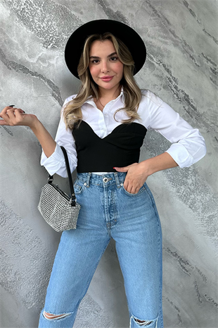 Mini kalp yaka siyah büstiyer