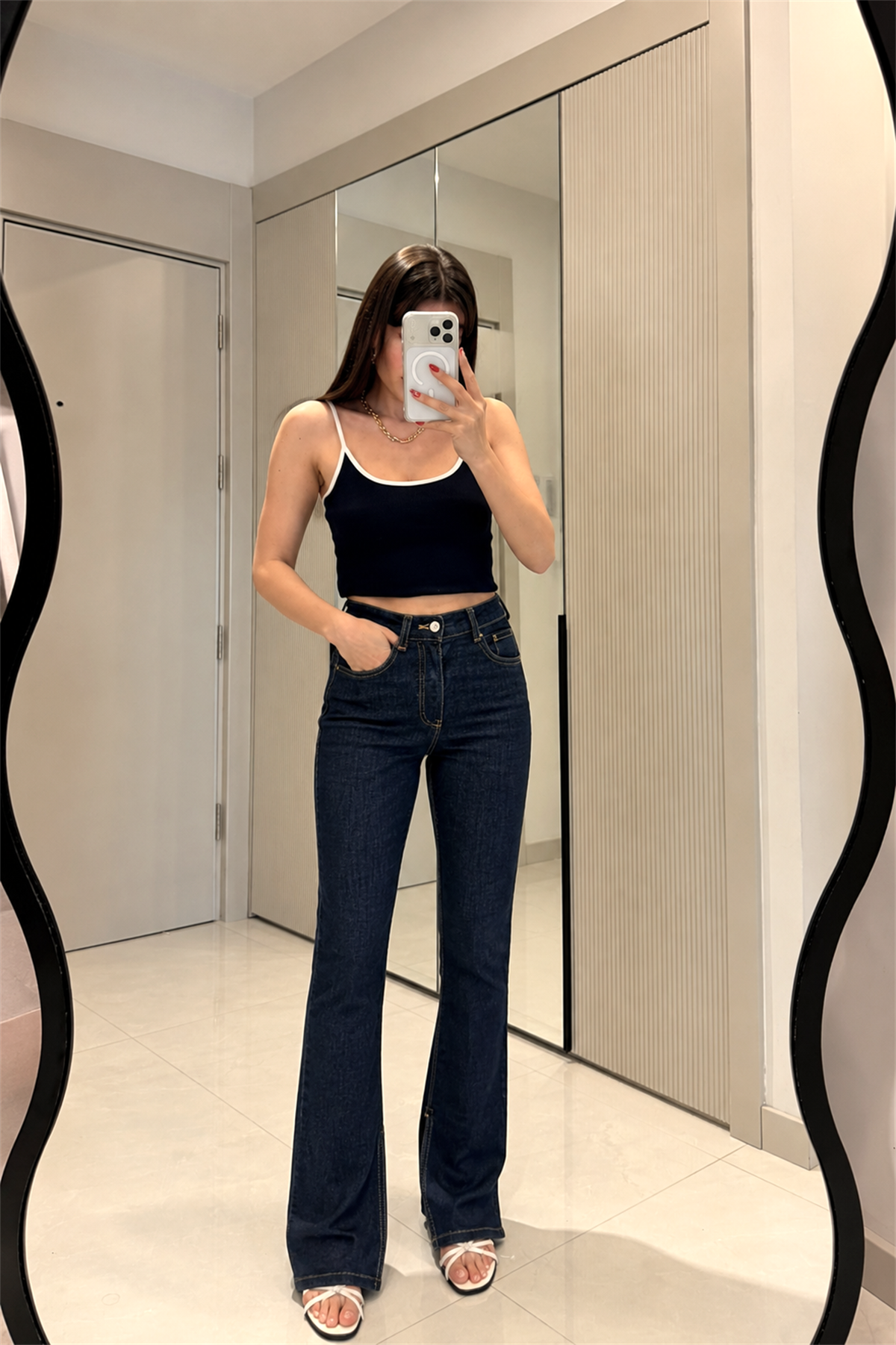 Minture Darkblue Paçası Yırtmaçlı Jean