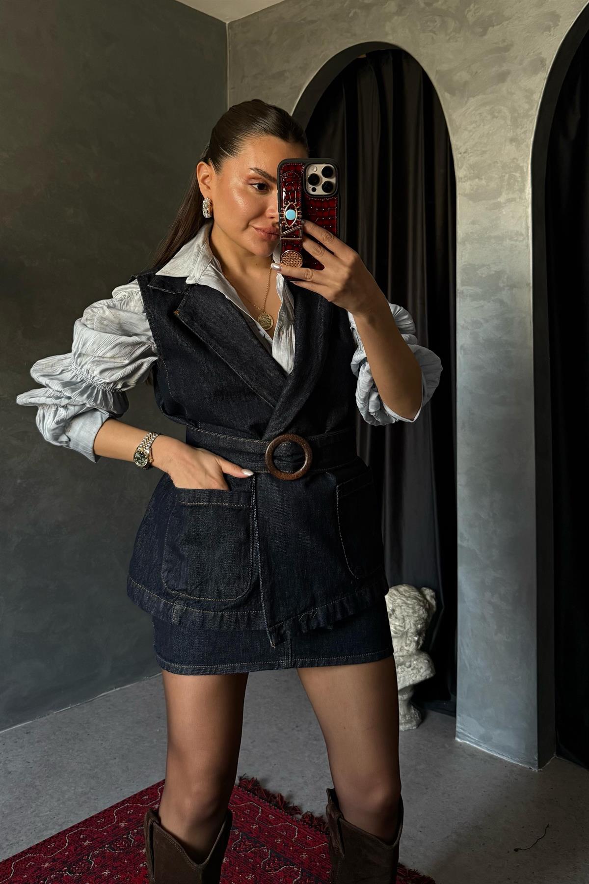 Mirabella Kemerli Denim Yelek