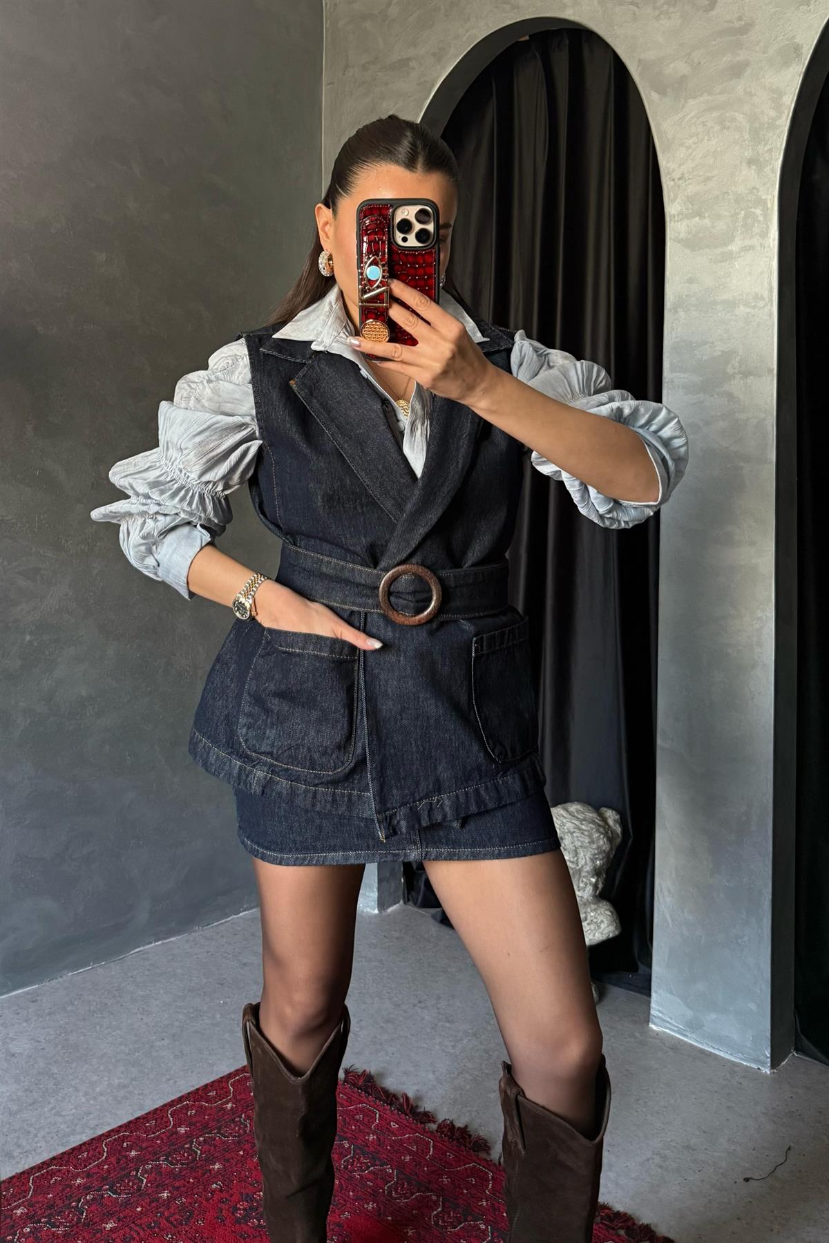 Mirabella Kemerli Denim Yelek