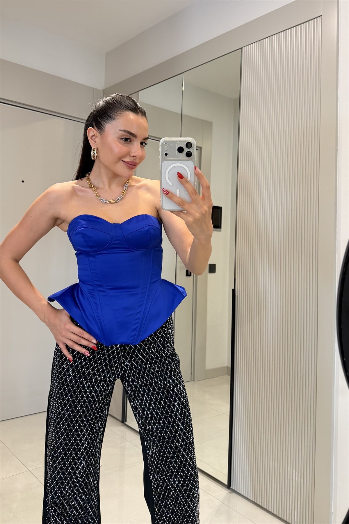 Misu Saks Straplez Saten Büstiyer