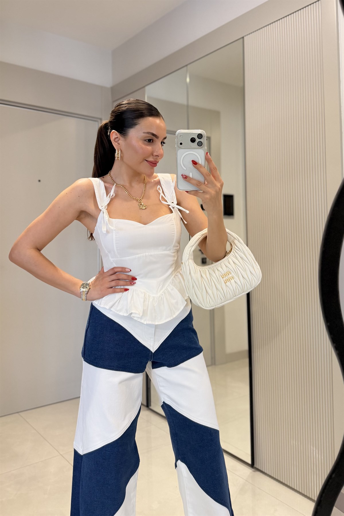Moana Beyaz Volanlı Büstiyer 