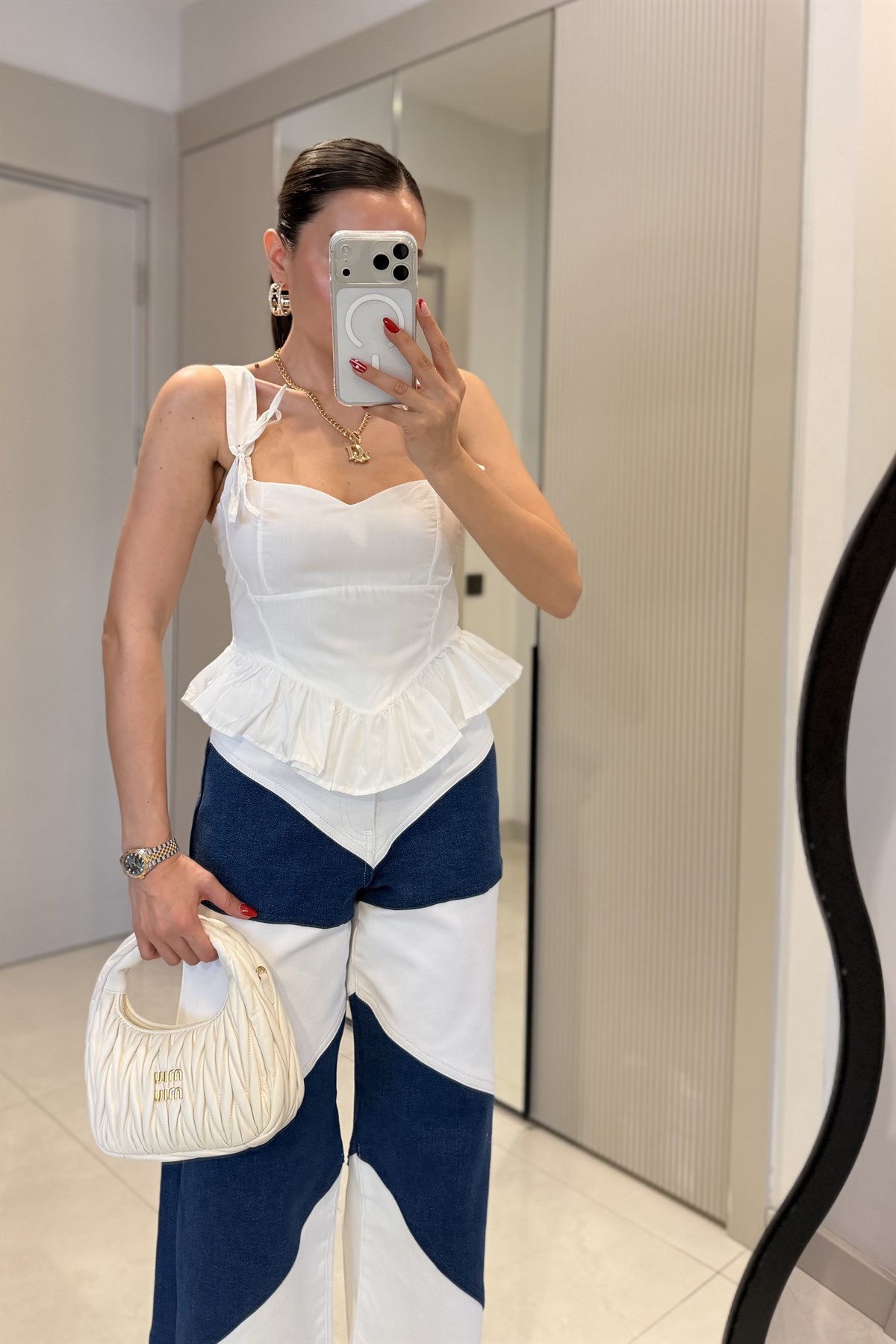 Moana Beyaz Volanlı Büstiyer 