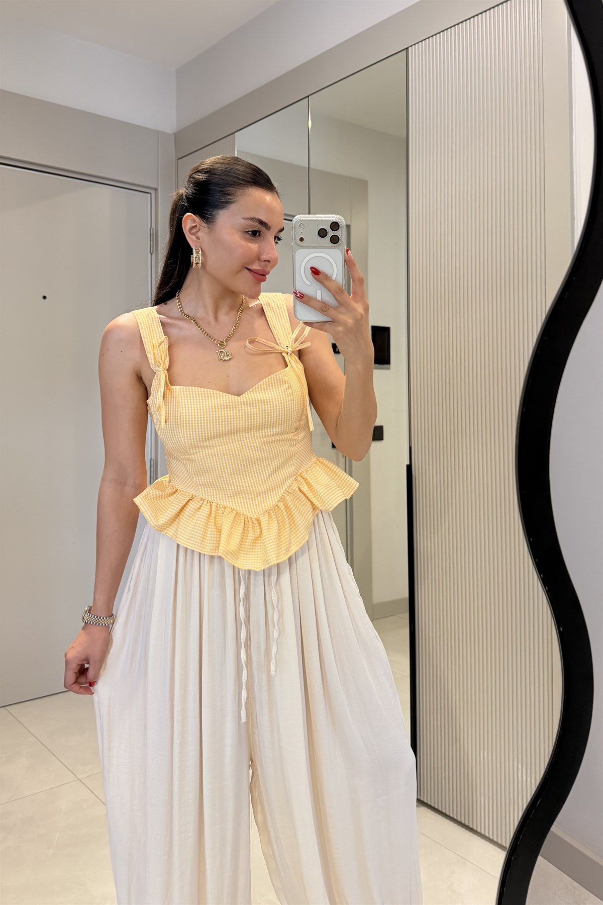 Moana Sarı Pötikare Volanlı Büstiyer 