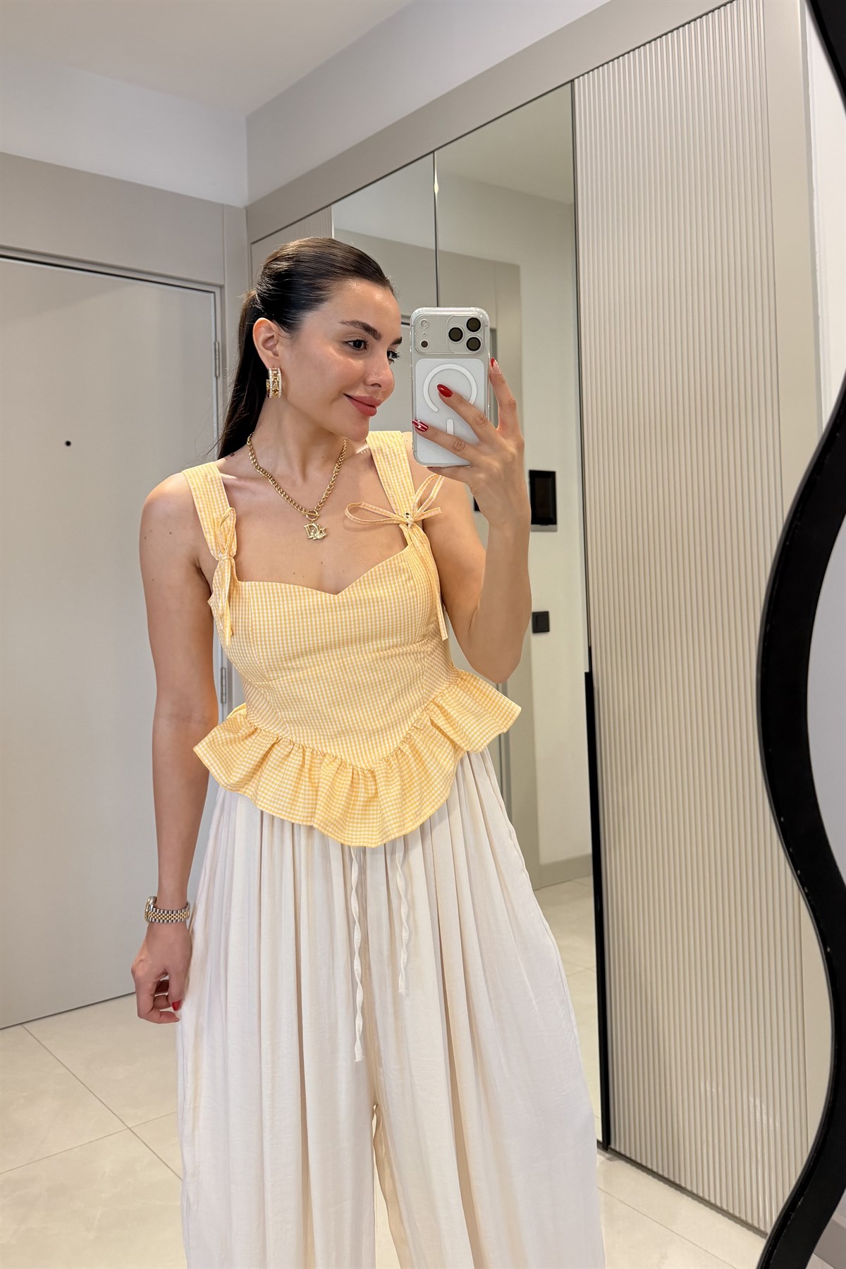Moana Sarı Pötikare Volanlı Büstiyer 
