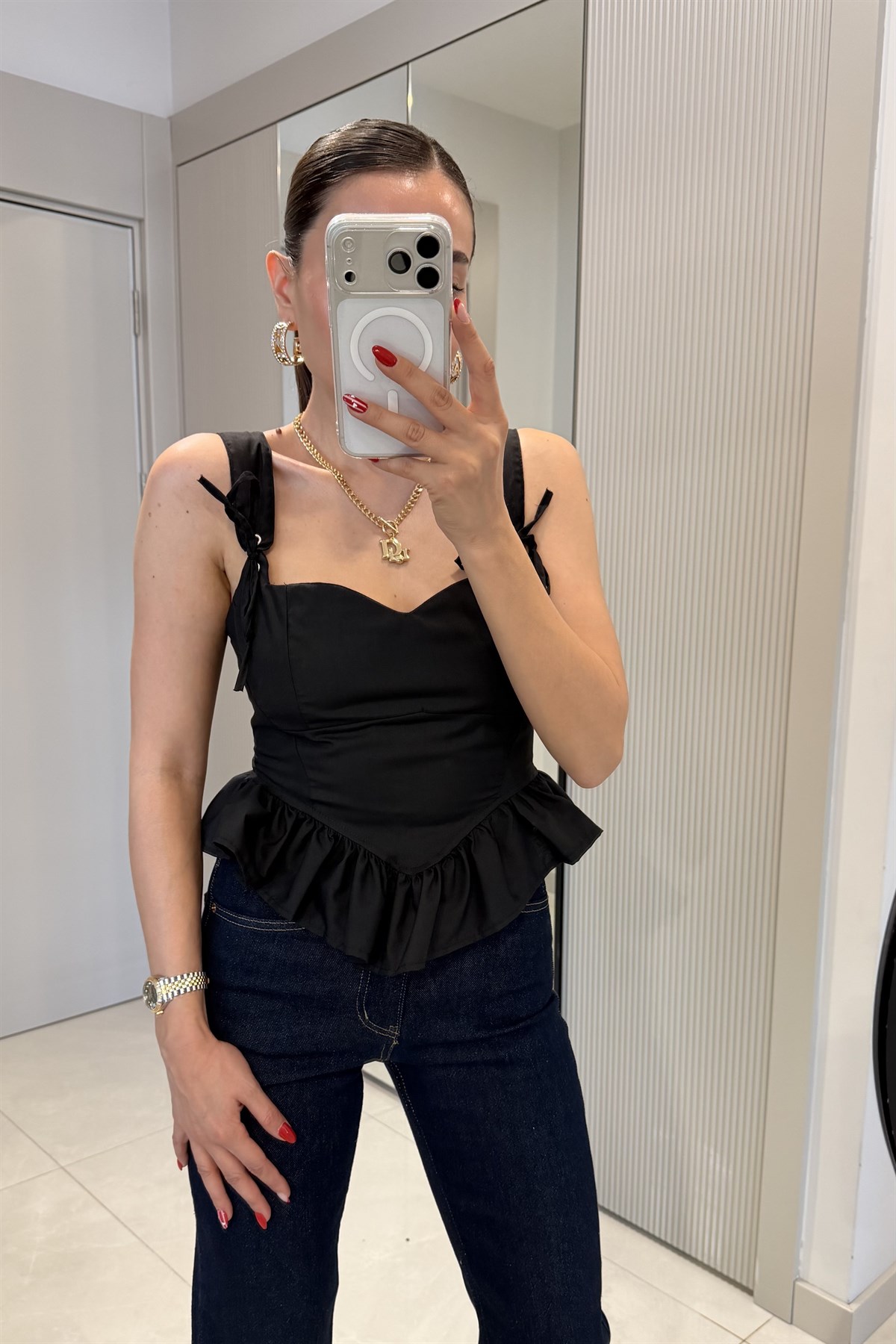 Moana Siyah Volanlı Büstiyer 