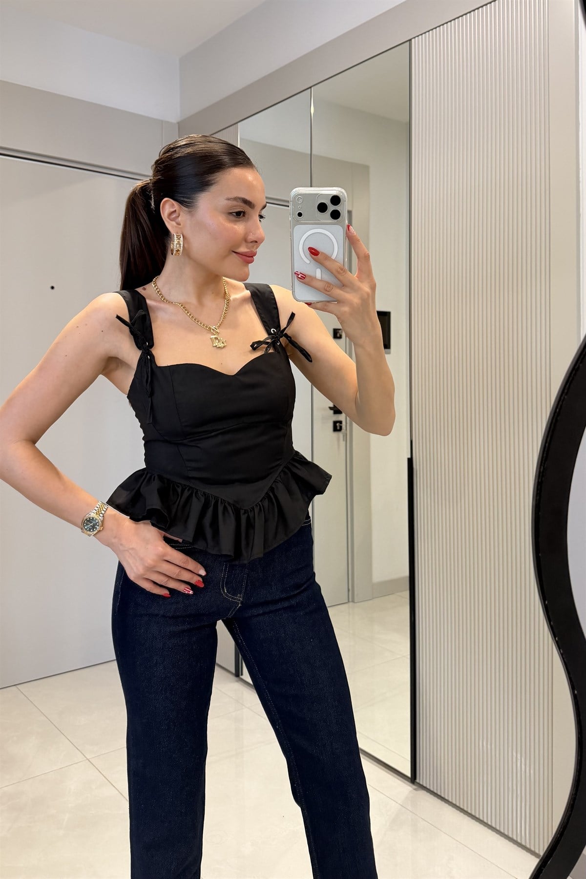 Moana Siyah Volanlı Büstiyer 