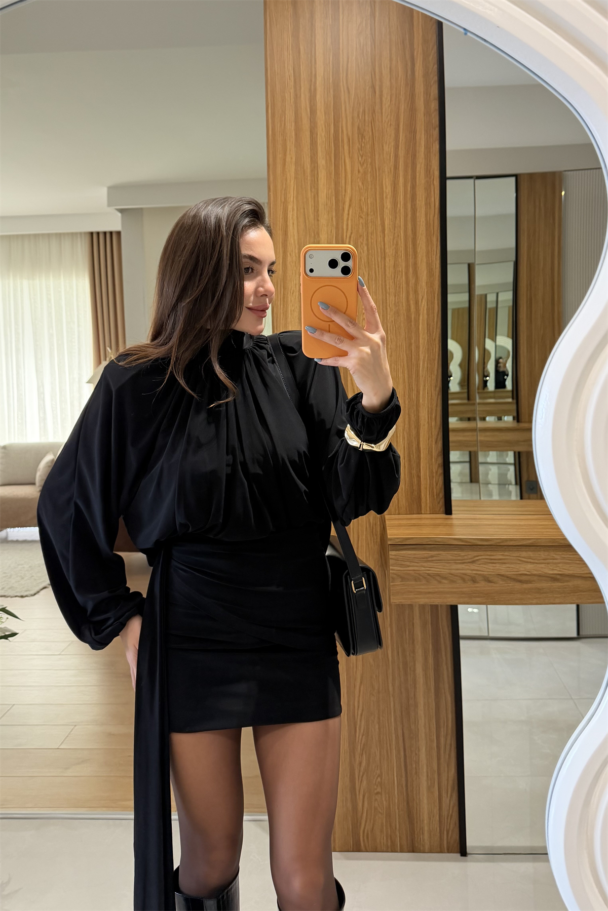 Moira Siyah İkili Parça Dökümlü Elbise