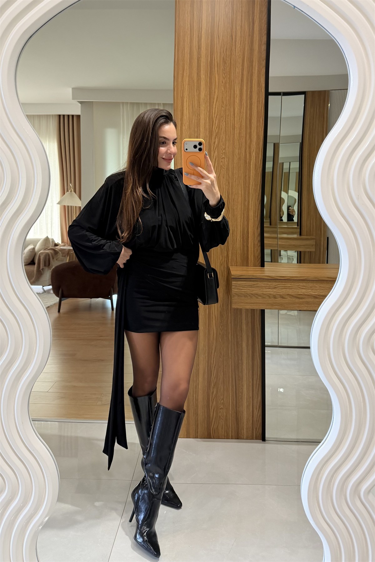 Moira Siyah İkili Parça Dökümlü Elbise