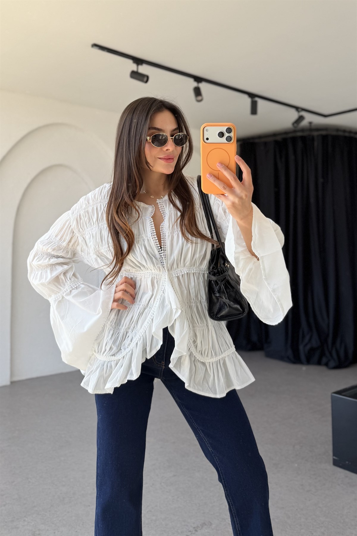 Molina Beyaz Vual Gipeli Gömlek