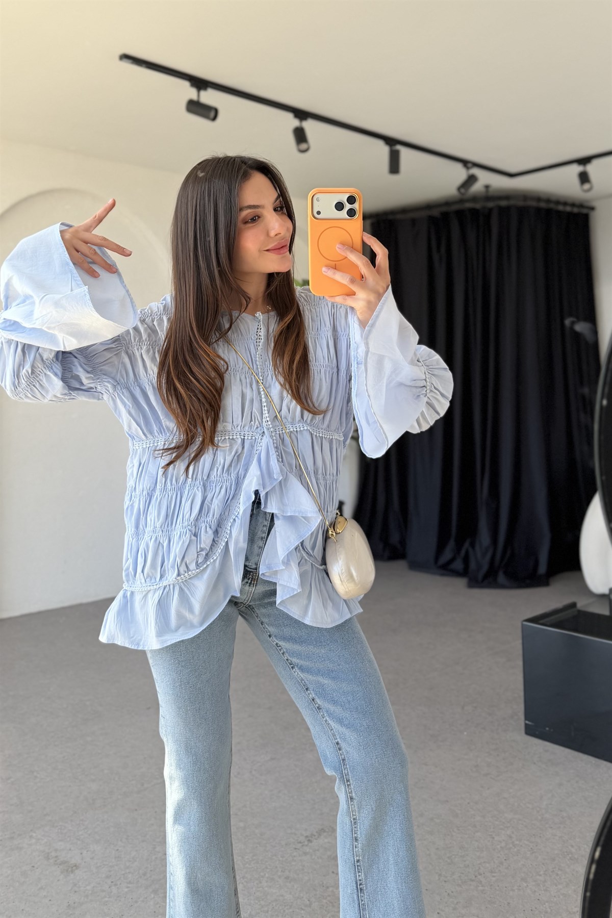 Molina Mavi Vual Gipeli Gömlek