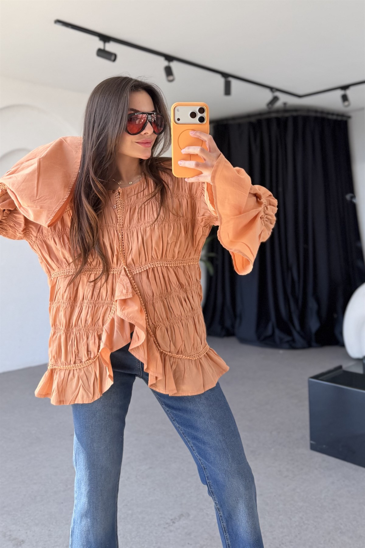 Molina Turuncu Vual Gipeli Gömlek