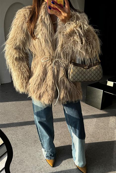 Mongolian Vizon Uzun Tüylü Kürk