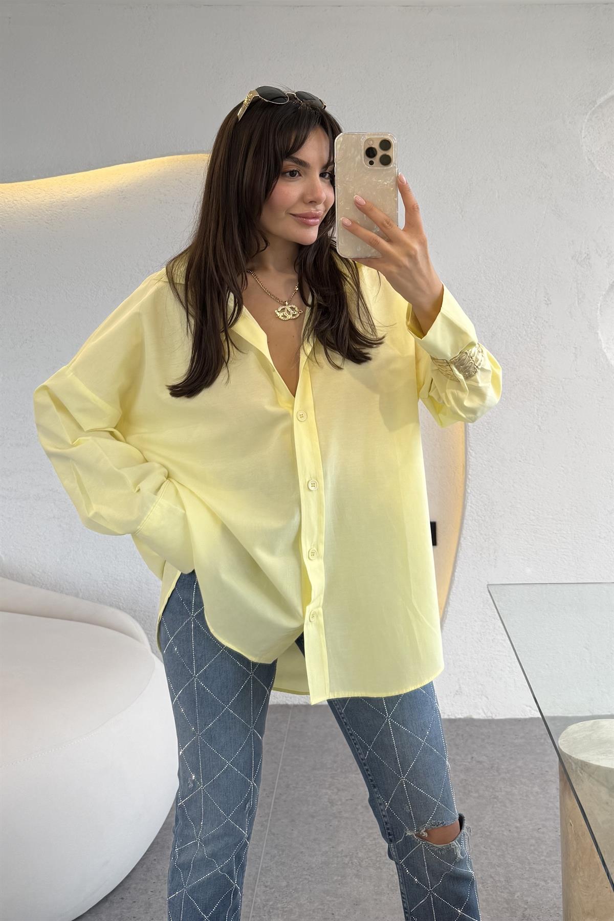 Monster Sarı Oversize Gömlek