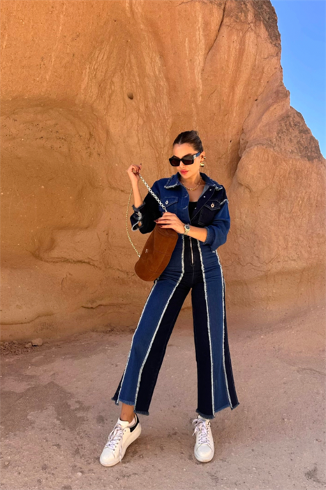 Monte ters dikiş tasarım kot ceket