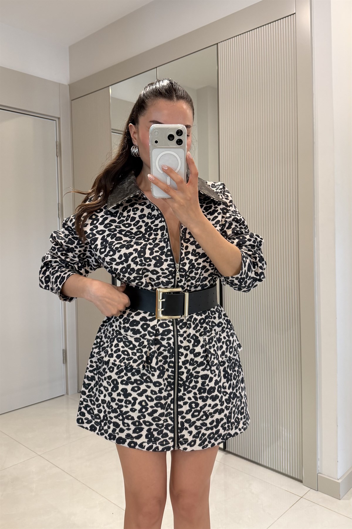 Monteria Leopar Denim Ceket