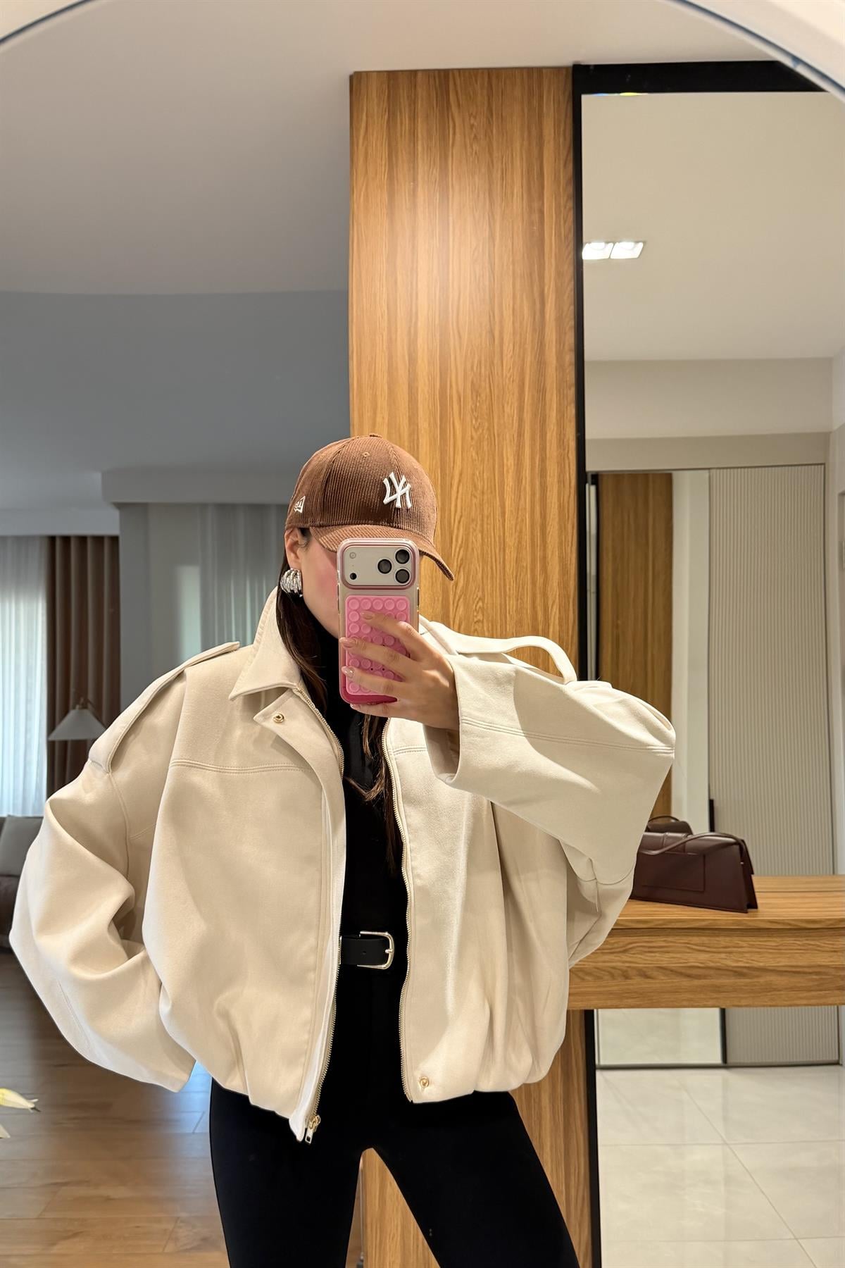 Moreno Bej Bomber Süet Ceket