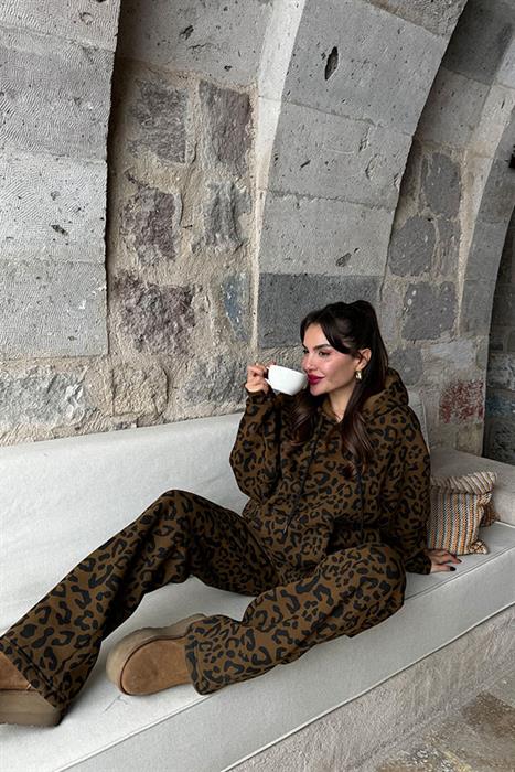 Morgane Kahve Leopar Şardonlu Takım