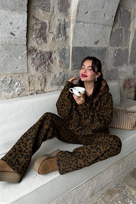 Morgane Kahve Leopar Şardonlu Takım