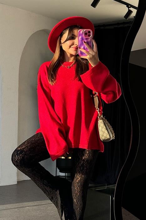Moria Kırmızı Pinterest Kazak