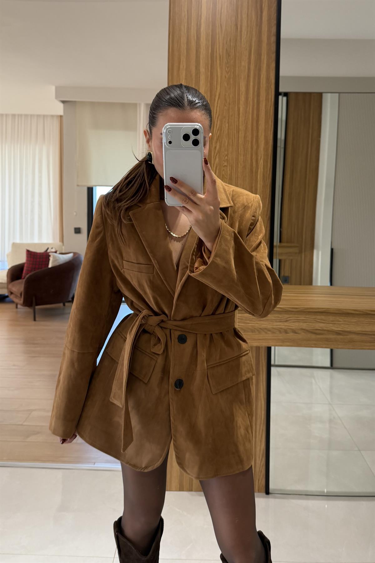 Morrison Taba Süet Kuşaklı Blazer Ceket