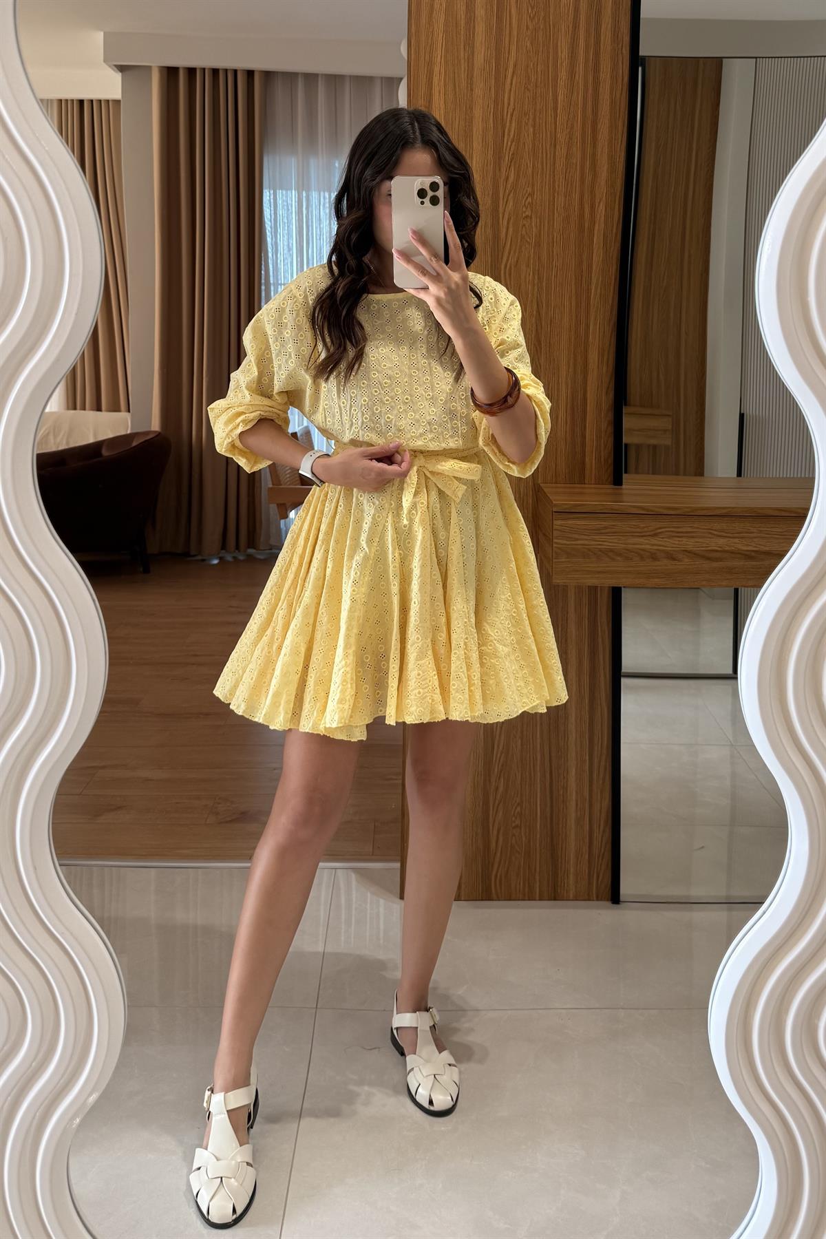 Muffy Sarı Fisto Çan Elbise