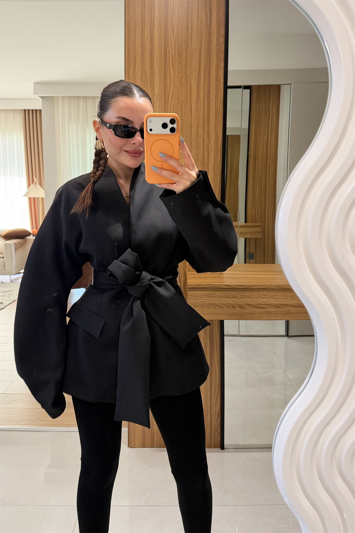 Mundo Siyah Bağlamalı Blazer Ceket