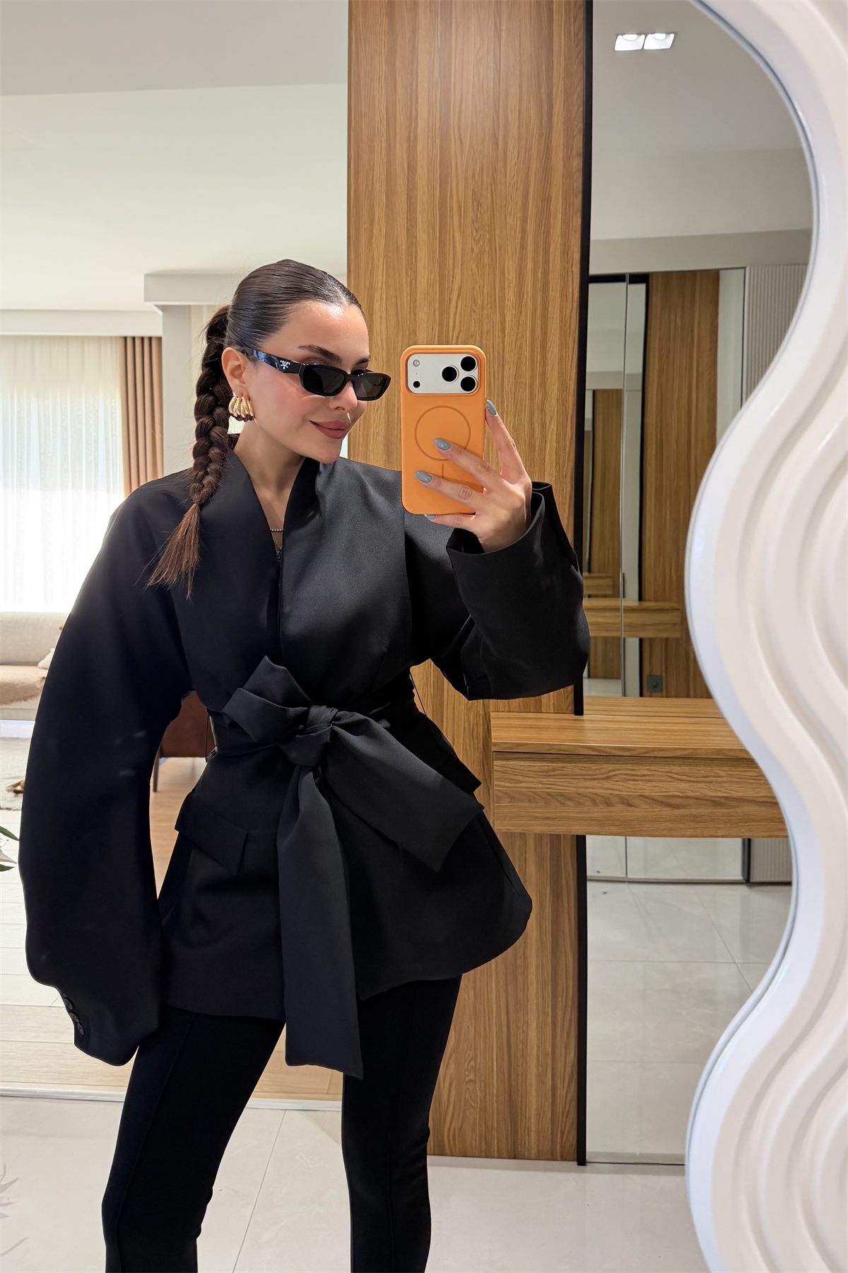 Mundo Siyah Bağlamalı Blazer Ceket