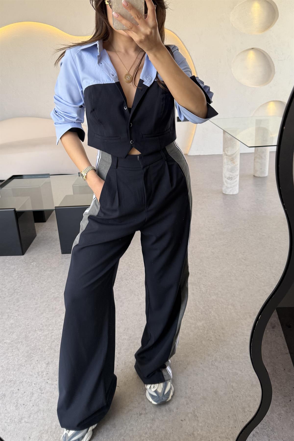 Murphy Kenarı Şerit Detaylı Pantolon