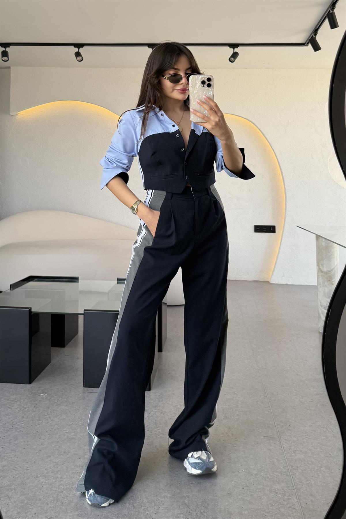 Murphy Kenarı Şerit Detaylı Pantolon