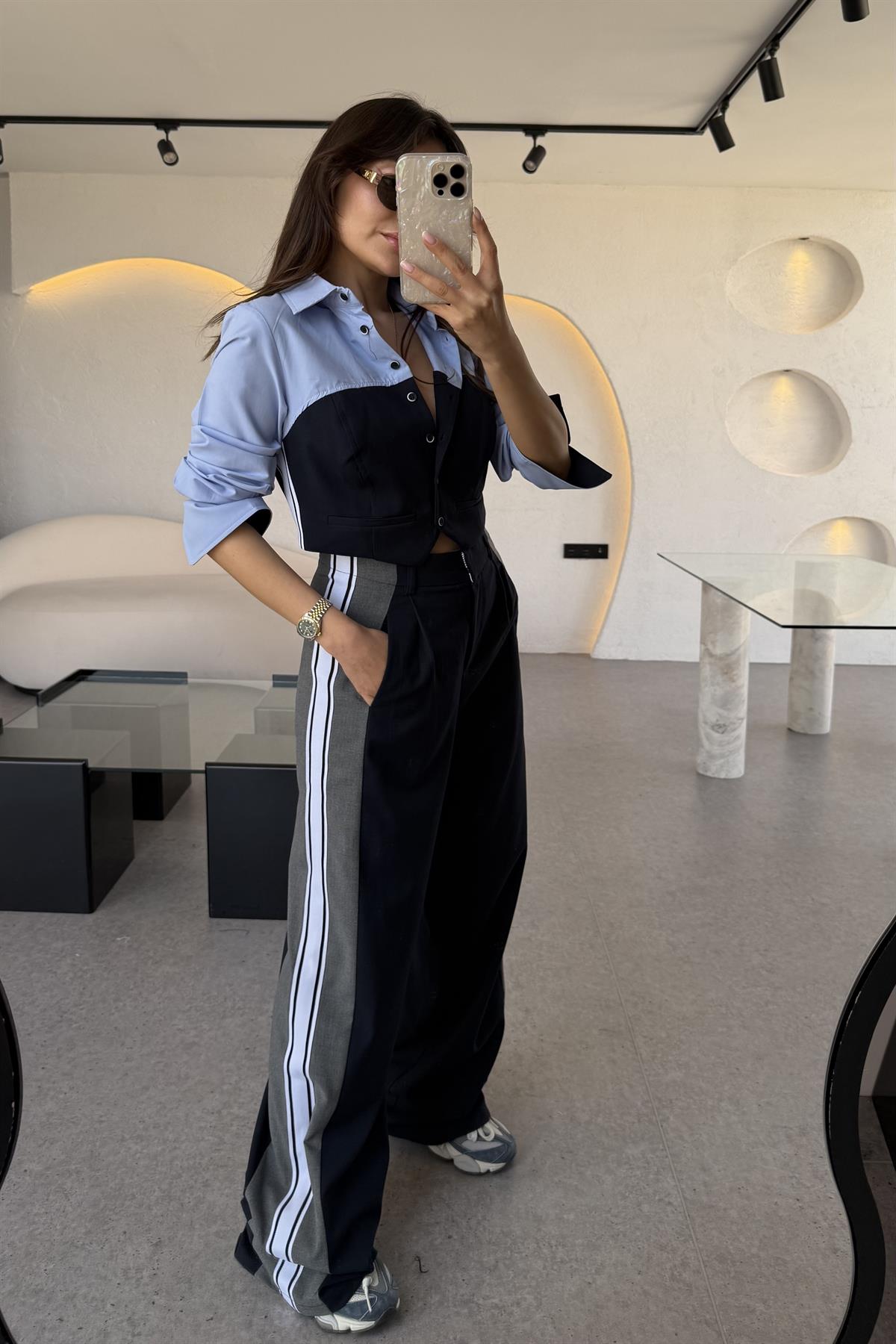 Murphy Kenarı Şerit Detaylı Pantolon