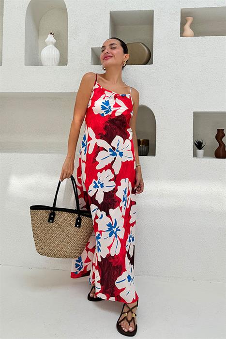 Murpy Çiçek Desenli Elbise -  Kırmızı