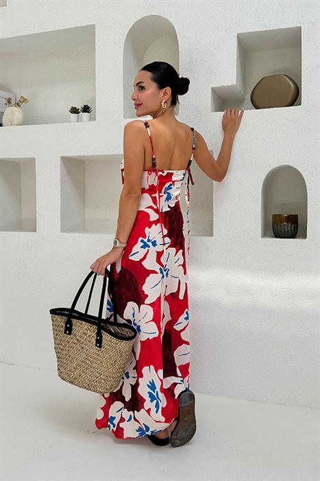 Murpy Çiçek Desenli Elbise -  Kırmızı