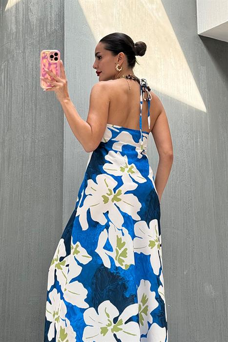 Murpy Çiçek Desenli Elbise -  Mavi