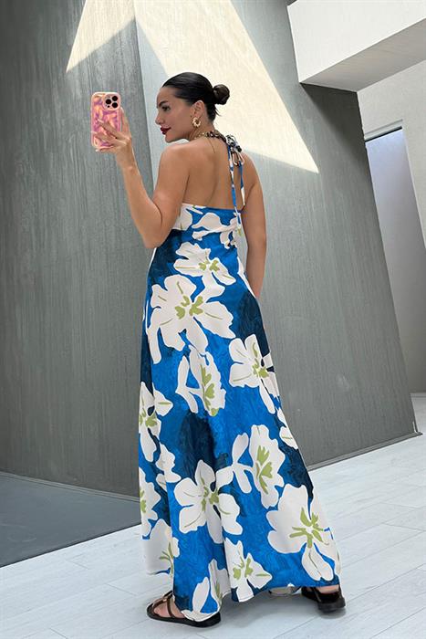 Murpy Çiçek Desenli Elbise -  Mavi