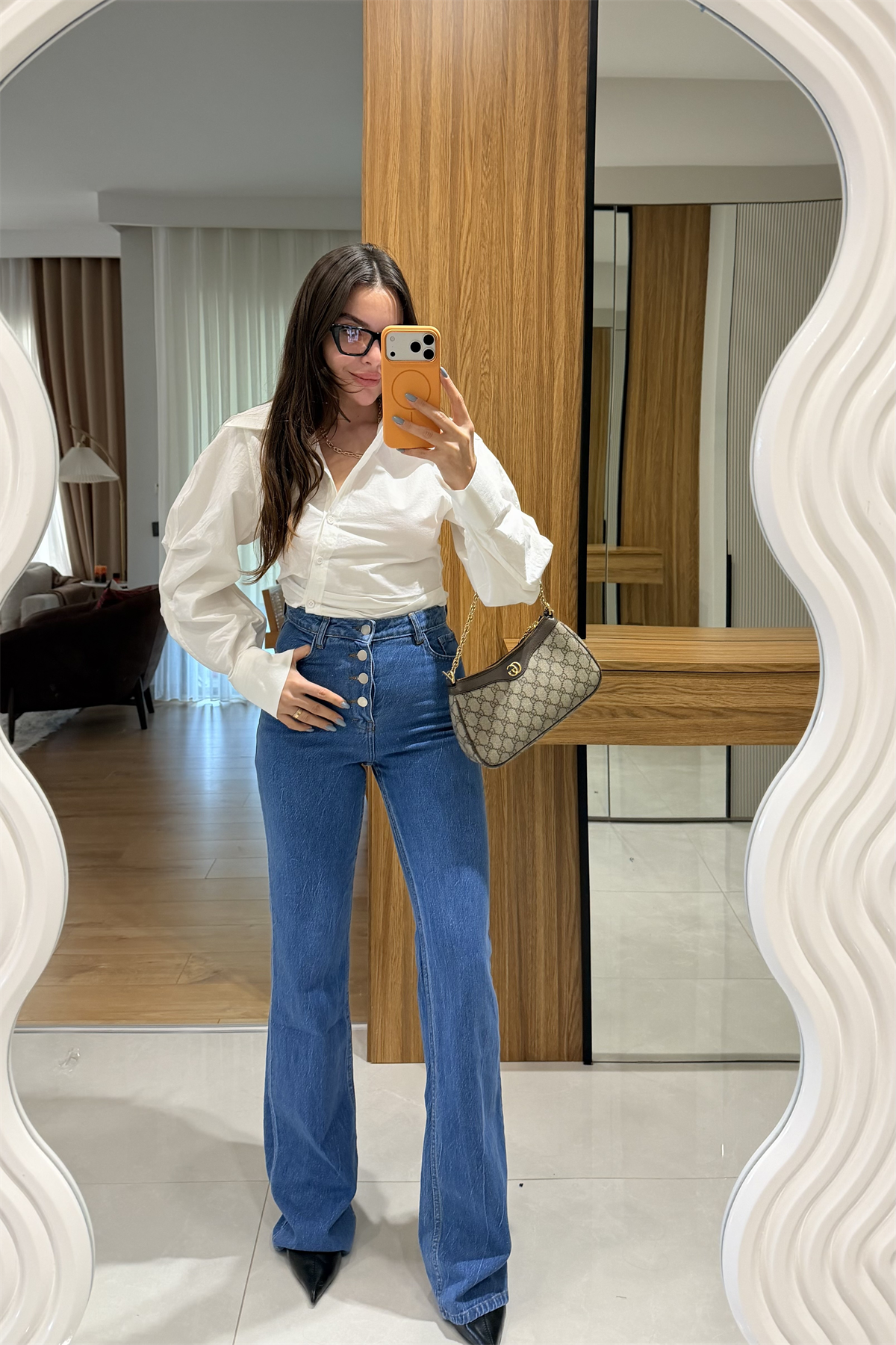 Mysie Midblue Düğmeli İspanyol Jean