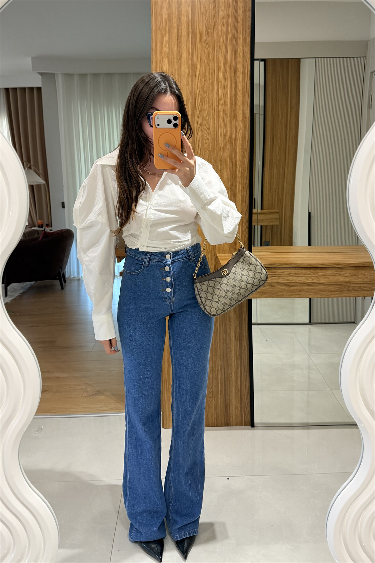 Mysie Midblue Düğmeli İspanyol Jean