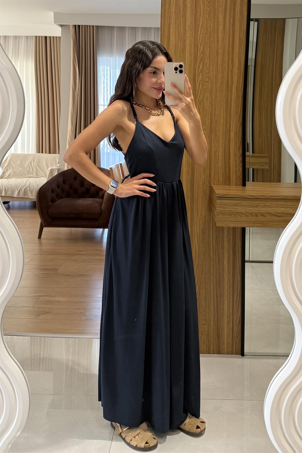 Naelis Lacivert Arkası Çapraz Modal Tulum