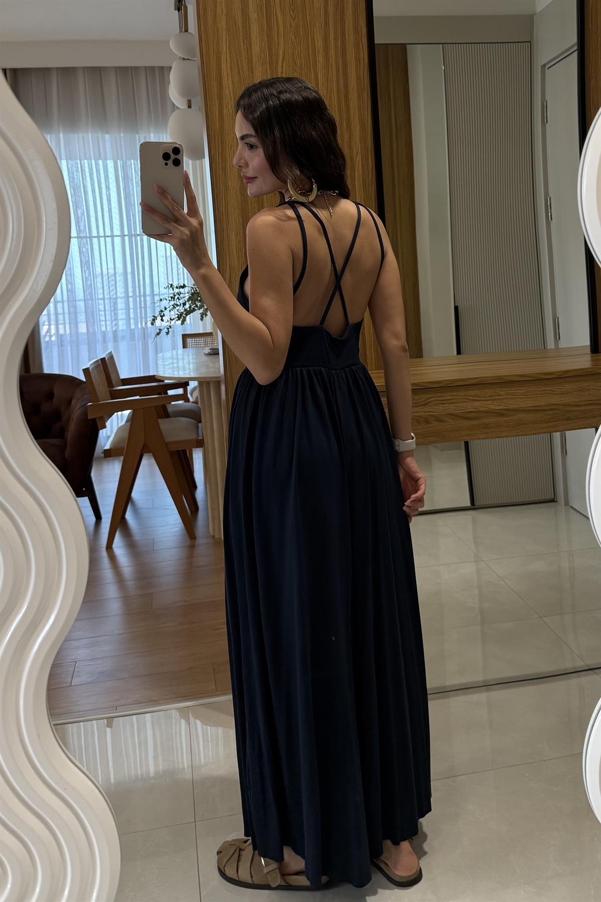 Naelis Lacivert Arkası Çapraz Modal Tulum