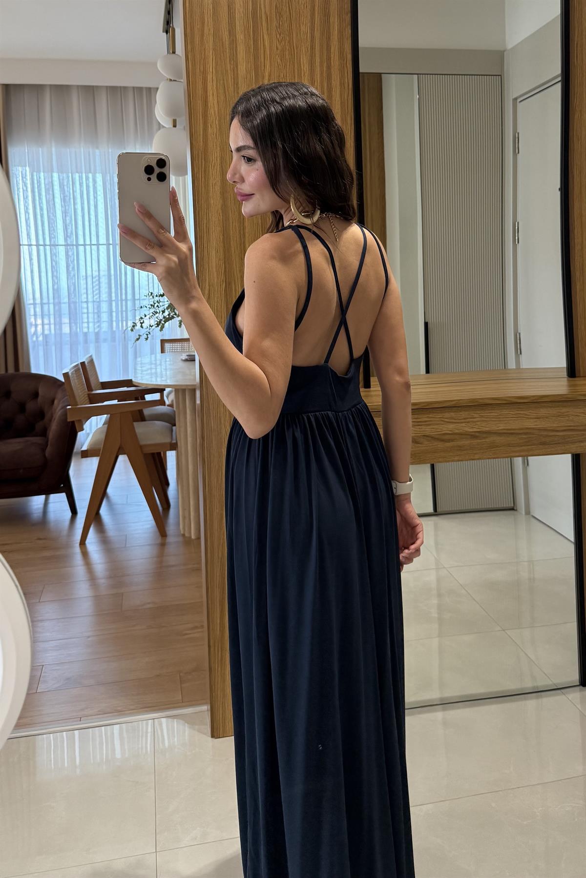 Naelis Lacivert Arkası Çapraz Modal Tulum