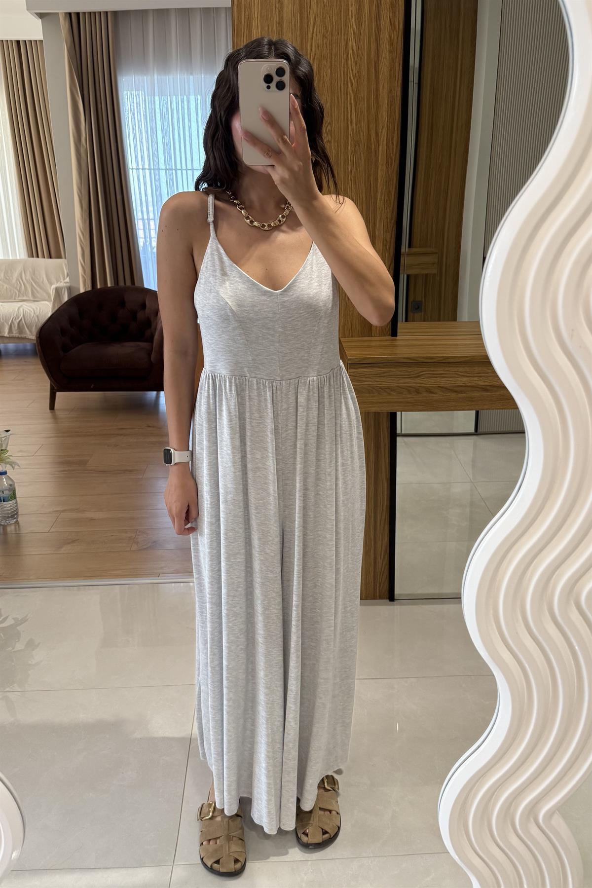 Naelis Gri Arkası Çapraz Modal Tulum