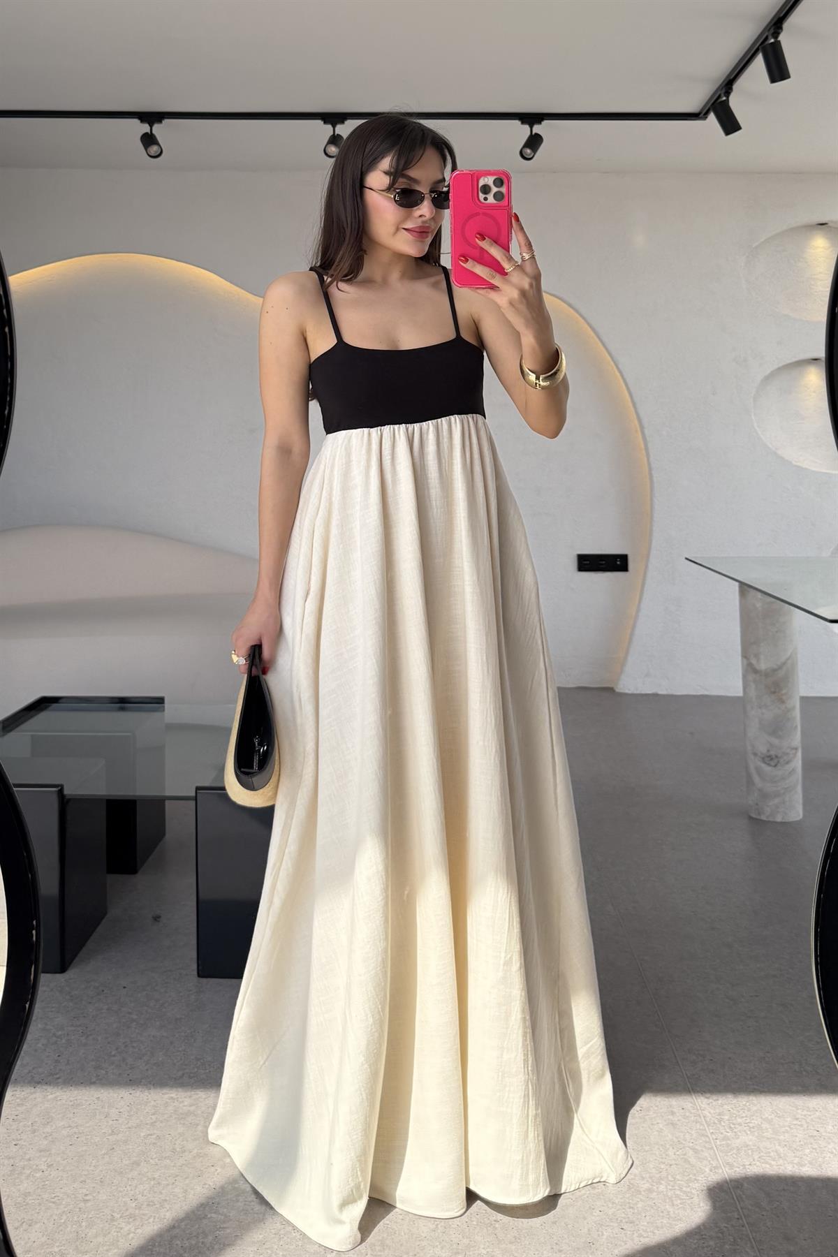 Napoli Natural Keten Maxi Elbise